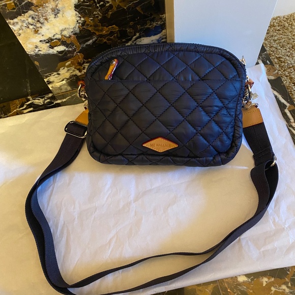 MZ WALLACE SMALL METRO CAMERA BAG CROSSBODY / SHOULDER DAWN BLUE NYLON - Picture 2 of 14